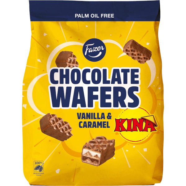 Fazer Chocolate Wafers Kina Vanilla & Caramel