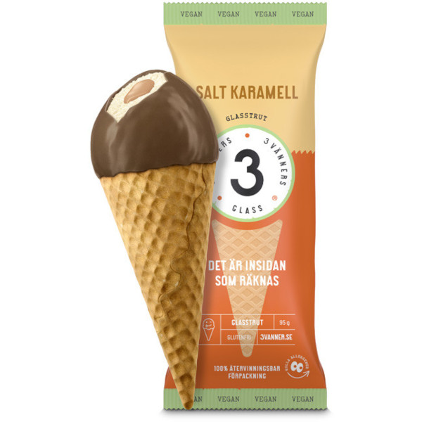 3 Vänners Glass Glasstrut Salt Karamell Vegan