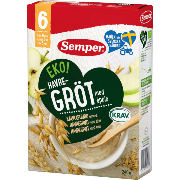 Semper Havregröt Äpple Eko 6mån