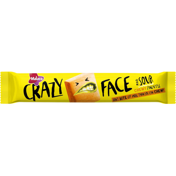 Malaco Crazy Face Sour Chewy Pineapple