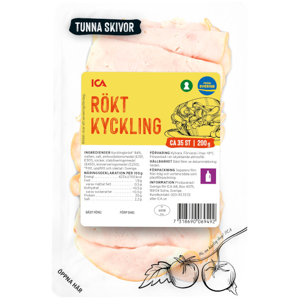 ICA Rökt Kyckling Tunna Skivor