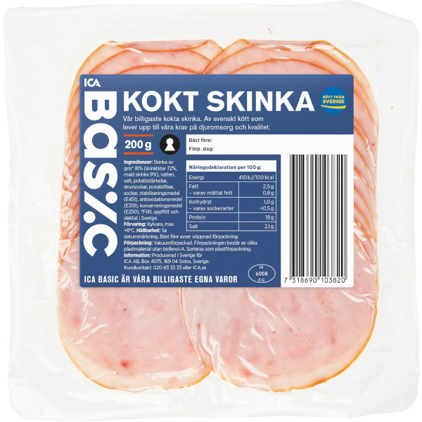 ICA Basic Skinka Kokt Skivor