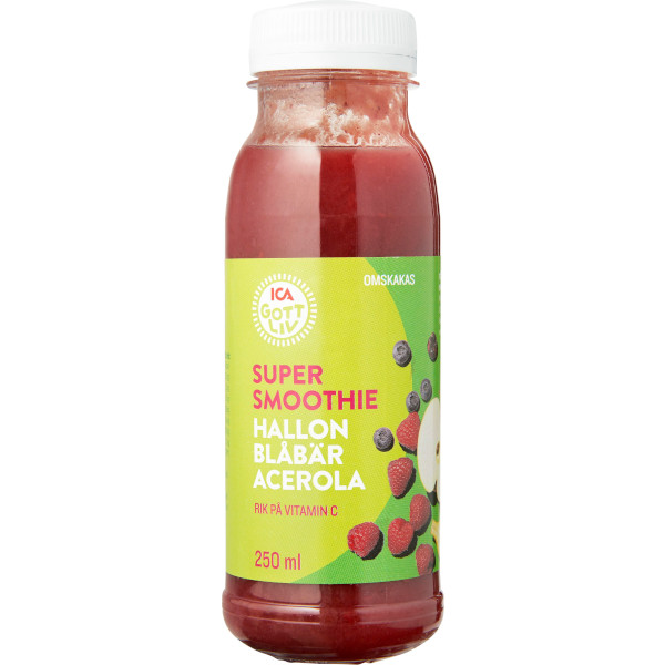 ICA Gott Liv Supersmoothie Hallon/Blåbär/Acerola