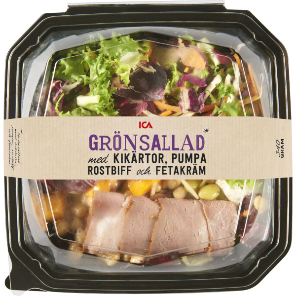 ICA Grönsallad Rostbiff/Kikärtor/Pumpa/Fetakräm