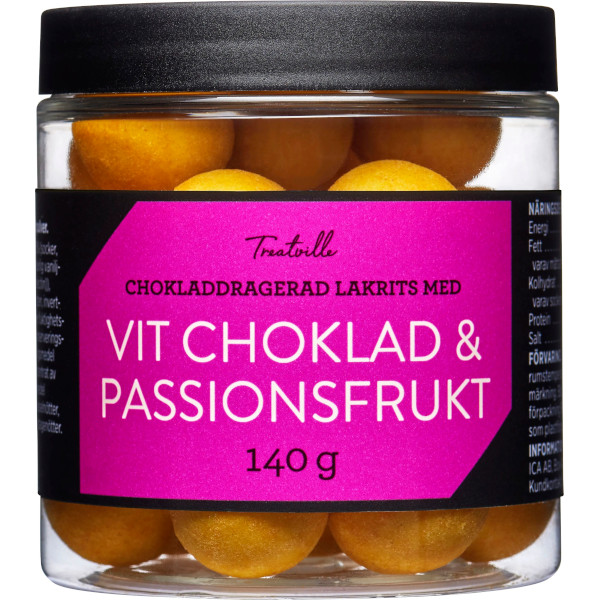Treatville Chokladdragerad Lakrits Vit Choklad & Passionsfrukt