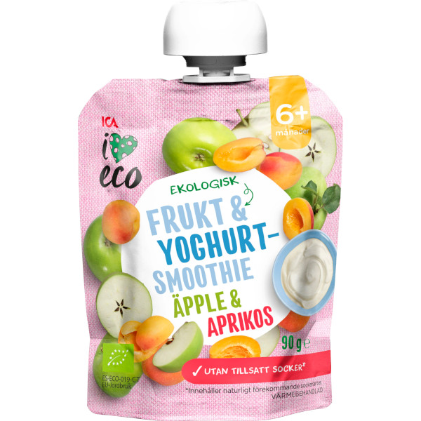 ICA I Love Eco Frukt & Yoghurtsmoothie Äpple & Aprikos UTS Ekologisk