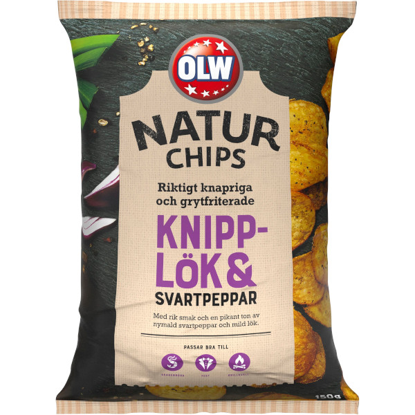 OLW Naturchips Knipplök & Svartpeppar